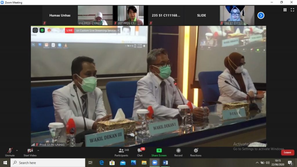 Fakultas Kedokteran Unhas Serahkan Bukti Brevet dan Pengambilan Janji Lulusan Baru Secara Virtual