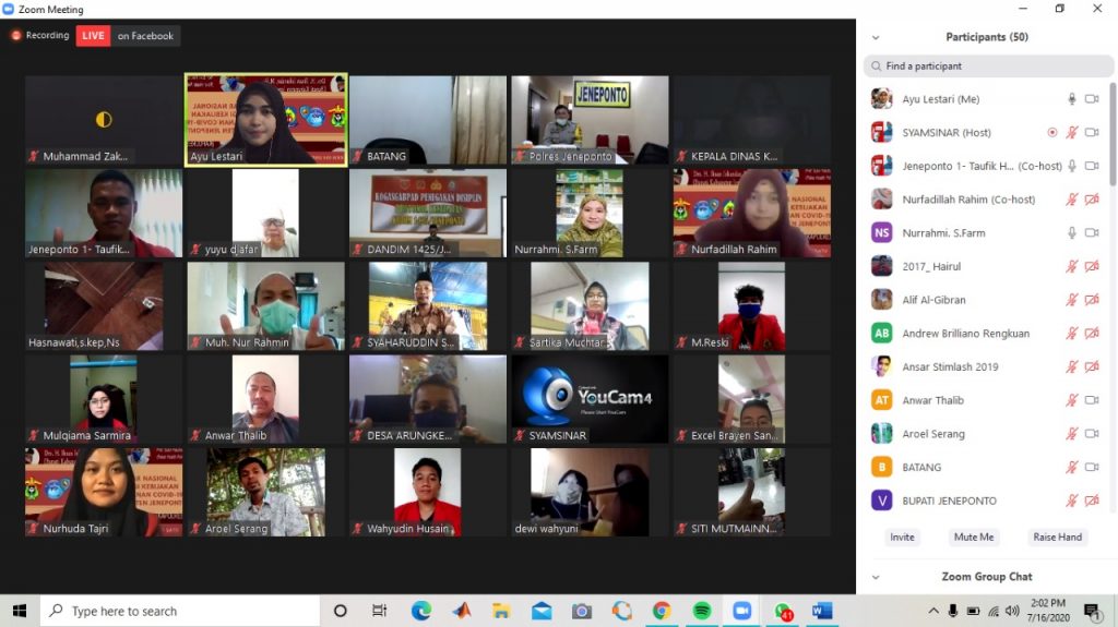 Mahasiswa KKN Unhas di Lokasi Jeneponto 1 Gelar Seminar Online Nasional