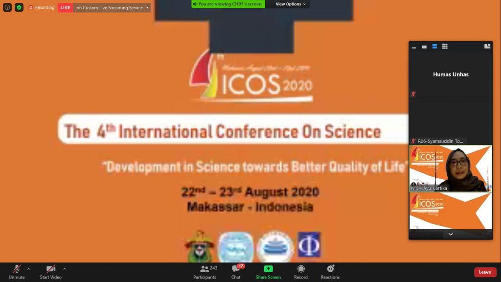 Fakultas MIPA Unhas Gelar International Conference on Science (ICOS) ke-4