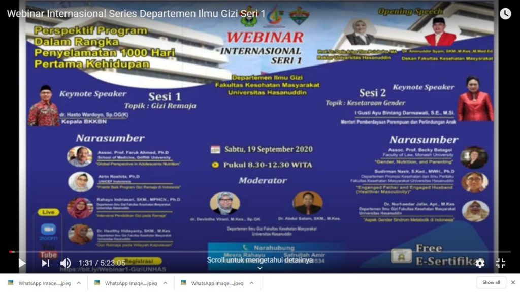 FKM Unhas Gelar Webinar Internasional Penyelamatan 1000 Hari Pertama Kehidupan