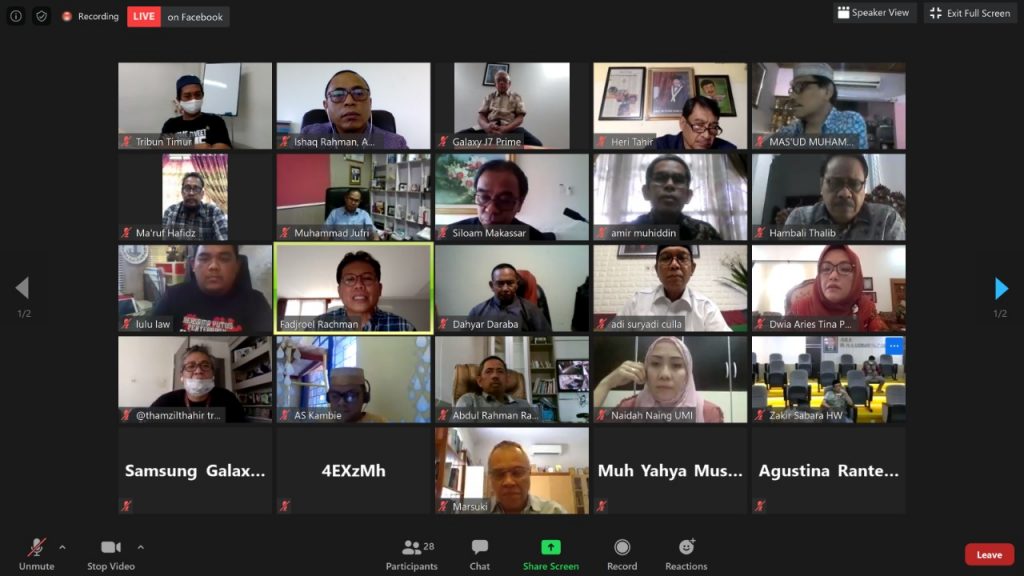 Rektor Unhas dan Juru Bicara Presiden Nara Sumber Dialog Virtual Forum Dosen