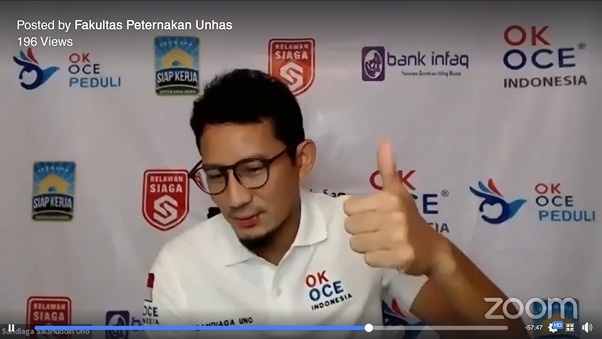 Sandiaga Uno Hadir di Webinar Agribisnis Fakultas Peternakan Unhas