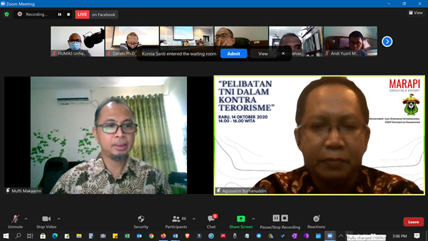 Departemen HI Unhas Gelar Webinar Pelibatan TNI Dalam Penanggulangan Terorisme