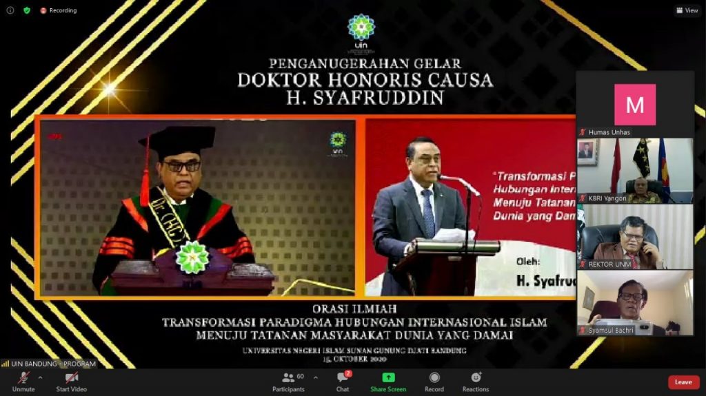 Ketua MWA Unhas Raih Gelar Doktor Kerhormatan dari UIN Sunan Gunung Djati