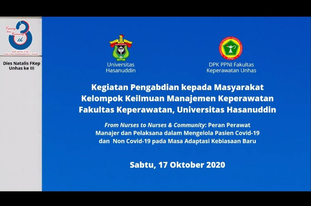 Fakultas Keperawatan Unhas Gelar Webinar Nasional Mengelola Pasien Covid-19 dan Non Covid-19