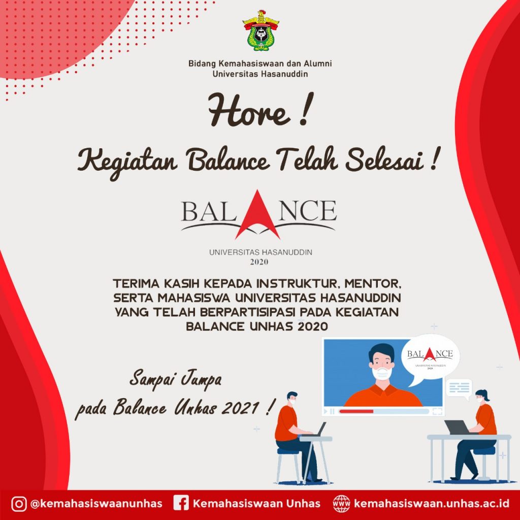 Rangkaian Pembinaan Karakter untuk Mahasiswa Baru Unhas, BALANCE 2020