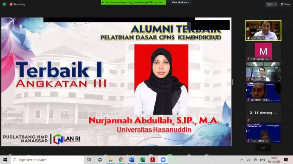 Pelatihan Dasar CPNS Kemendikbud, Tiga Dosen Unhas Raih Prestasi Terbaik