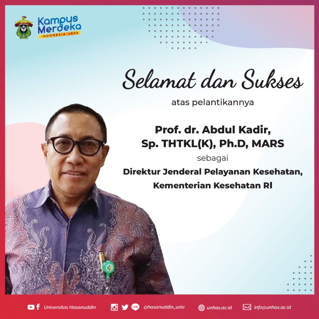 Guru Besar Unhas Dilantik Sebagai Direktur Jenderal Pelayanan Kesehatan