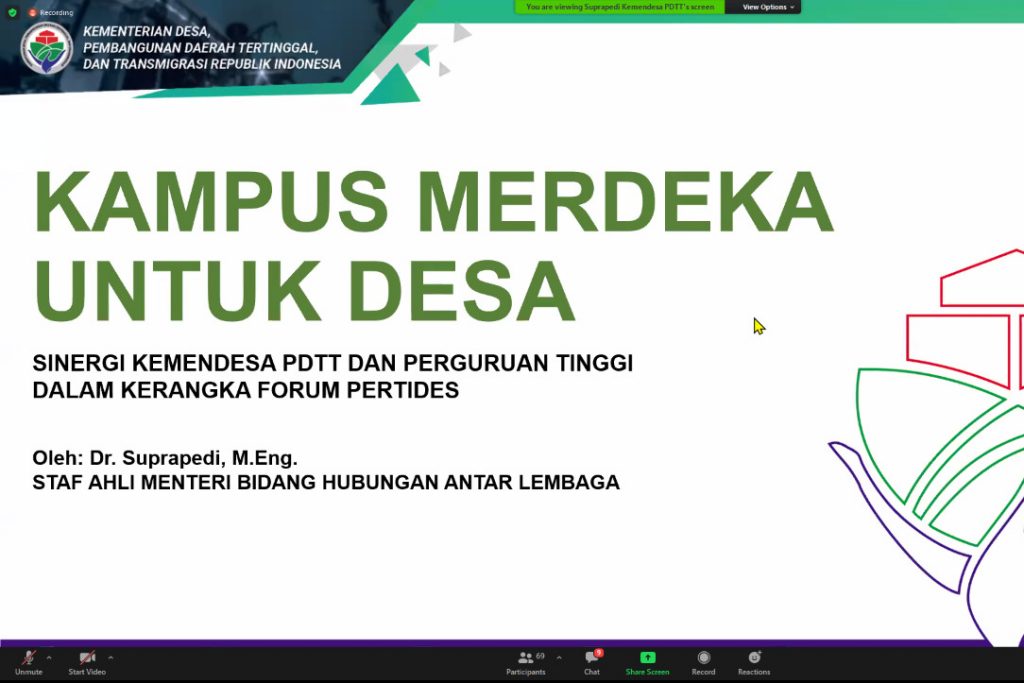 Rapat Koordinasi Daring Forum Perguruan Tinggi untuk Desa