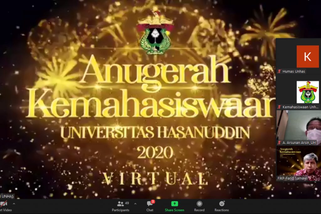 Unhas Gelar Malam Penganugerahan Kemahasiswaan Secara Virtual