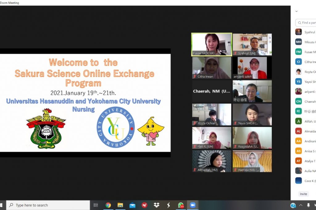 Unhas dan Yokohama City University Kerja Sama Program Sakura Science Online Exchange
