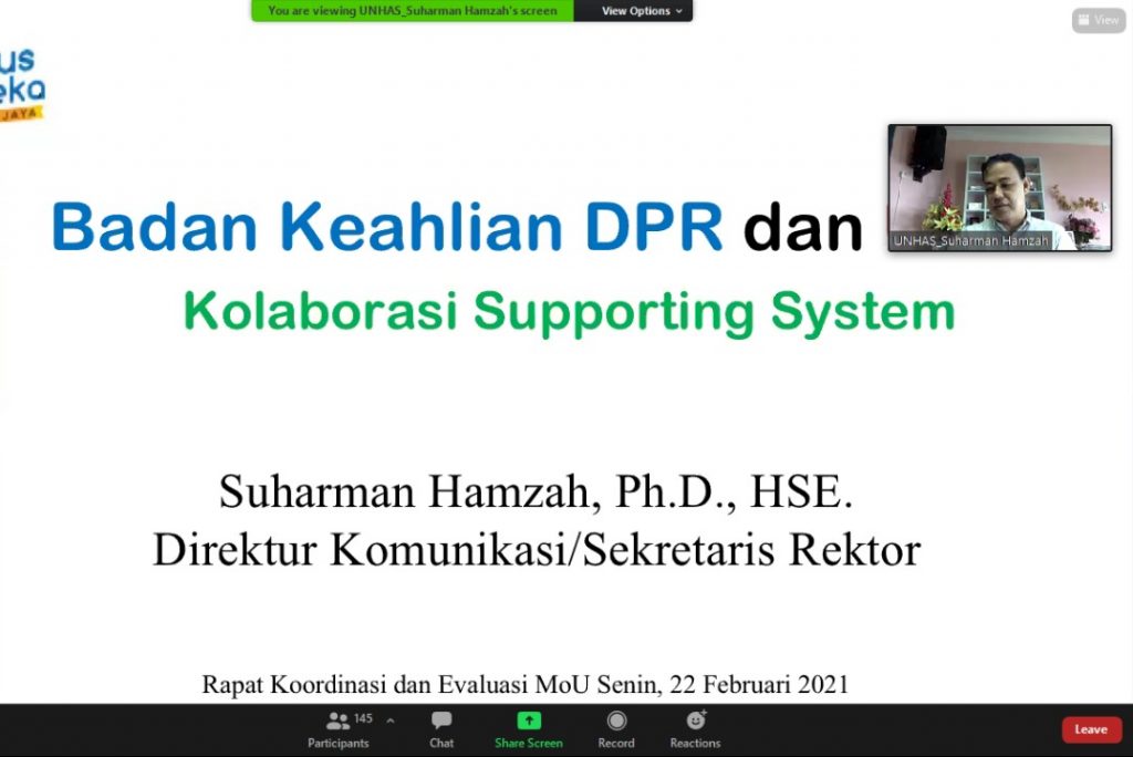 Unhas Ikut Rakor dan Evaluasi BK DPR RI Bahas Implementasi Kampus Merdeka