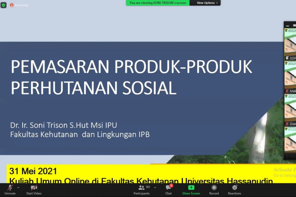 Fakultas Kehutanan Gelar Kuliah Umum Bahas Perencanaan dan Strategi Pemasaran Hasil Hutan