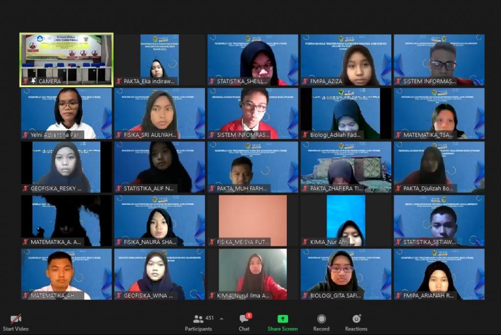 Fakultas MIPA Unhas Sambut 637 Mahasiswa Baru Secara Virtual