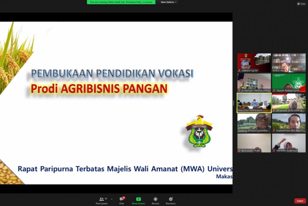MWA Unhas Setujui Pembukaan Prodi Agribisnis Pangan Program Sarjana Terapan Fakultas Pertanian