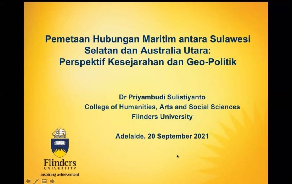 Webinar Diaspora Series 12 : Hubungan Maritim Sulsel dan Australia Utara dari Perspektif Sejarah Geo Politik
