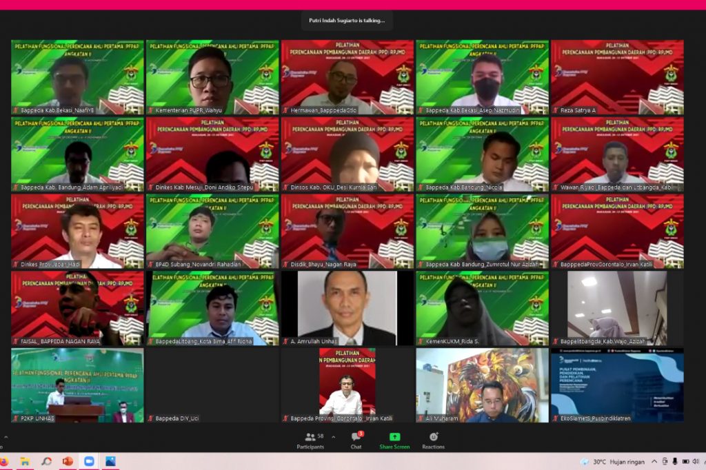 Unhas Gelar Diklat Pelatihan Fungsional Perencana Ahli Pertama Angkatan ke-2 dan PPD RPJMD