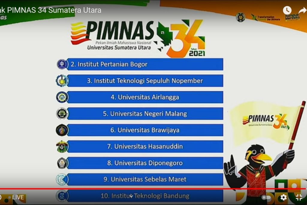 Capaian Medali Unhas pada Pekan Ilmiah Mahasiswa Nasional 2021 Meningkat