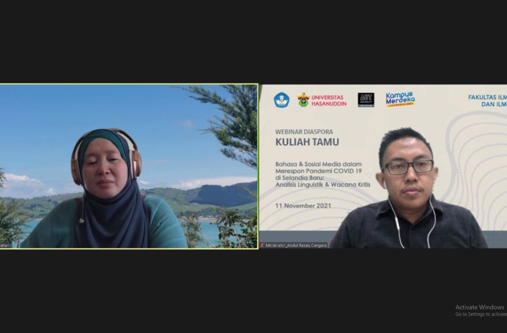 Webinar Diaspora Fisip Unhas Bahas Analisis Linguistik Pemerintah New Zealand Hadapi Pandemi Covid-19
