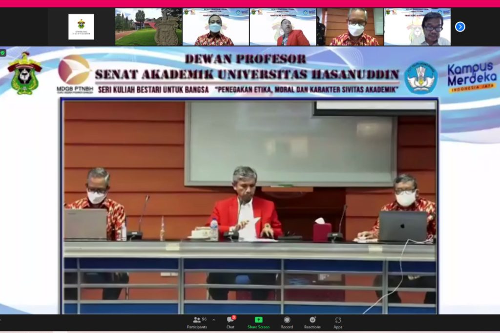 Unhas Tuan Rumah Seri Kuliah Bestari untuk Bangsa Bahas Penegakan Etika, Moral dan Karakter Sivitas Akademik