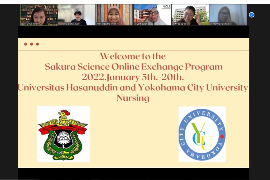 Fakultas Keperawatan Unhas dan Yokohama City University Berbagi Pengalaman Melalui Sakura Science Online Exchange