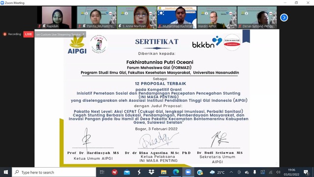 Tim Mahasiswa FKM Unhas Terima Hibah Kompetitif AIPGI