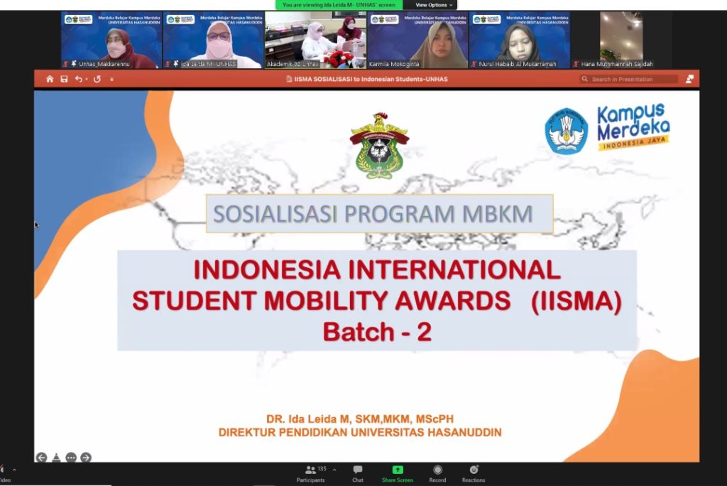 Unhas Gelar Sosialisasi Program MBKM Indonesian International Student Mobility Awards Batch 2