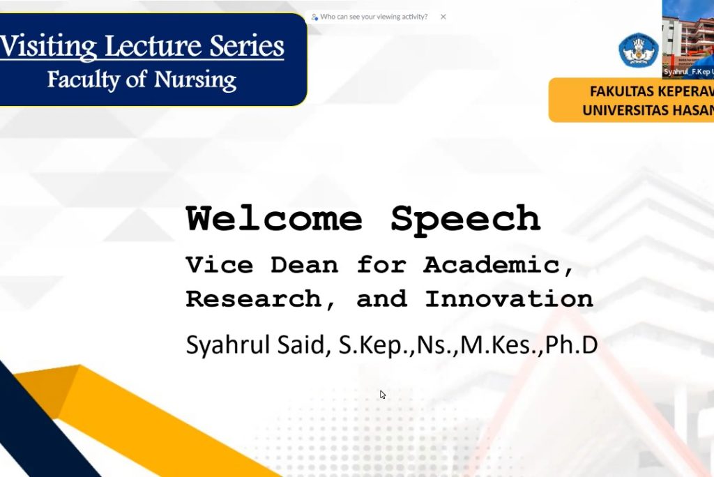 Fakultas Keperawatan Unhas Gelar Kuliah Tamu, Hadirkan Narasumber dari Manchester