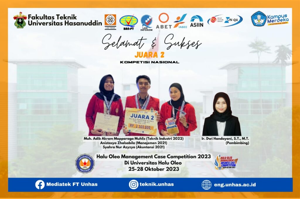 Delegasi Unhas Raih Juara 2 Management Business Case Competition di Halu Oleo