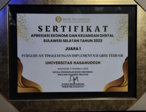 Bentuk Apresiasi Keuangan Digital, Unhas Terima Penghargaan dari Bank Indonesia