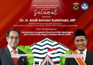 Andi Amran Sulaiman Raih Penghargaan Tertinggi UNS, Rektor Unhas: Kami Bangga!