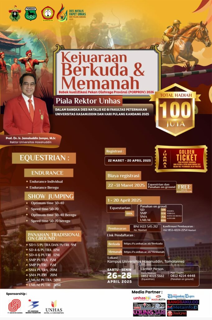 Memperebutkan Piala Rektor, Fakultas Peternakan Unhas Gelar Kejuaraan Berkuda dan Memanah