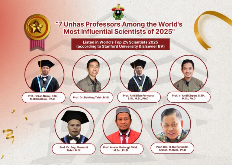 Tujuh Ilmuwan Unhas Masuk Top 2% Dunia, Rektor Kontribusi Nyata bagi Ilmu Pengetahuan