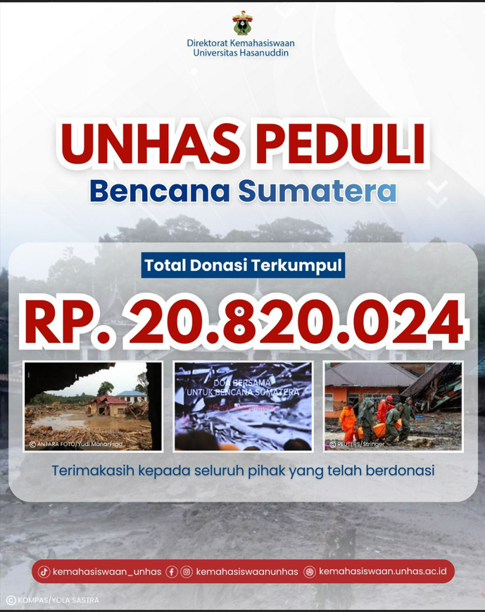 Dalam Beberapa Menit, Galang Dana Unhas untuk Bencana Sumatra capai Rp20,8 Juta