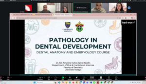 Dental pathology presentation slide on Zoom meeting