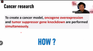 Cancer research slide on oncogene overexpression and knockdown