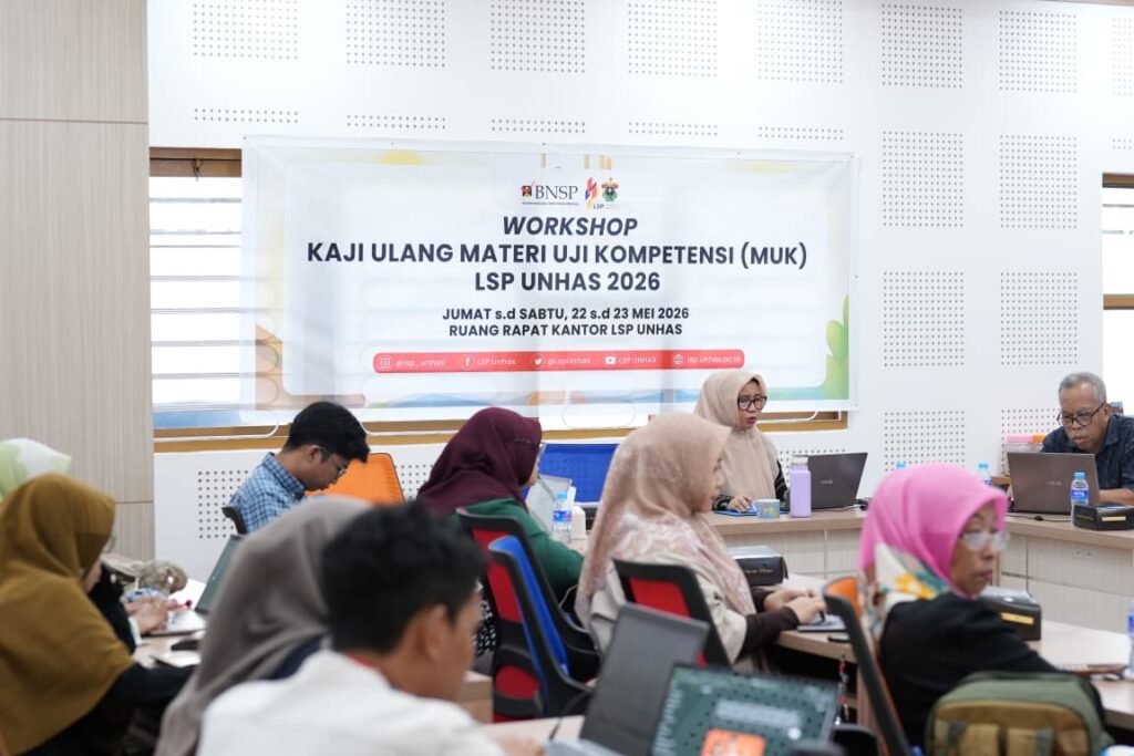Workshop MUK LSP Unhas 2026 di ruang rapat
