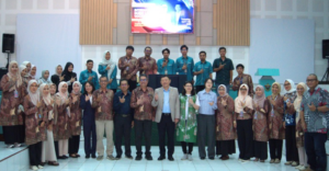 Large group posing at indoor ceremony