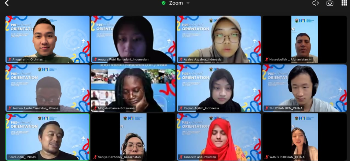 Virtual pre-orientation Zoom meeting with international students