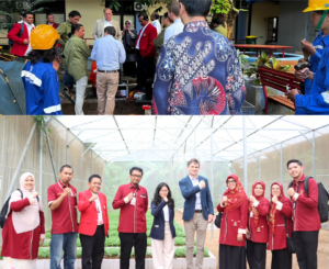 Officials and staff inspecting site and greenhouse visit