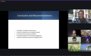 Virtual presentation slide with video call participants