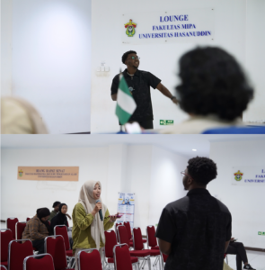Students speaking at university lounge event
