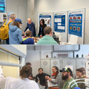 Visitors exploring chemistry exhibits and laboratory tour