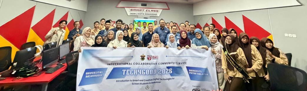 Students and faculty holding TechyGood 2026 banner