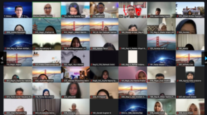 Large virtual meeting grid with multiple participants