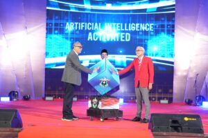 Peresmian aktivasi Artificial Intelligence di panggung acara