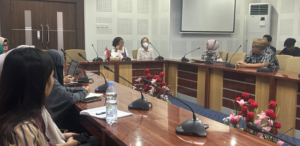 Conference meeting with panelists and microphones