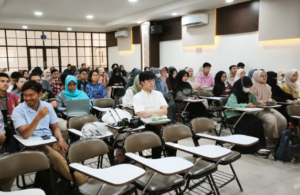 Students seated in classroom during lecture