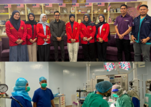 Group photo and surgeons performing operation