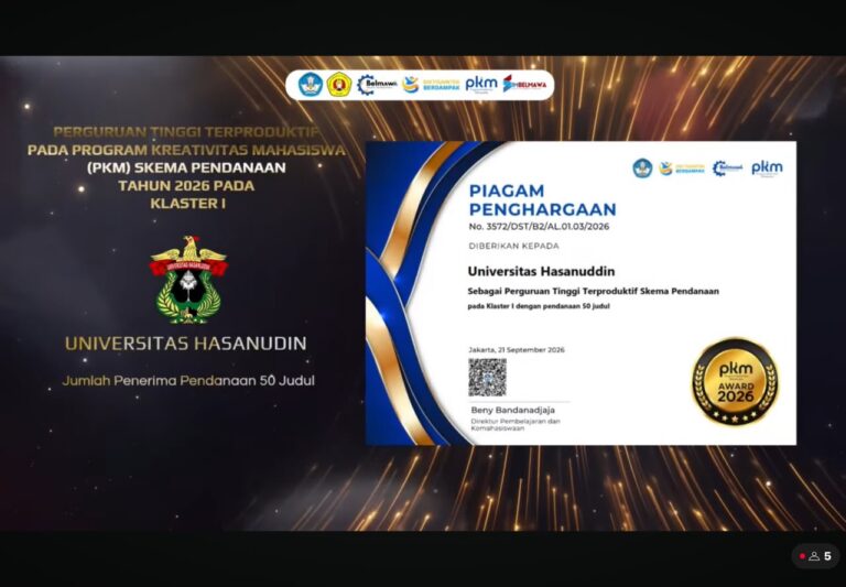 Unhas Raih Tiga Penghargaan pada PKM Award 2026